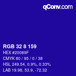 カラーコード: RGB 32 8 159 | qconv.com