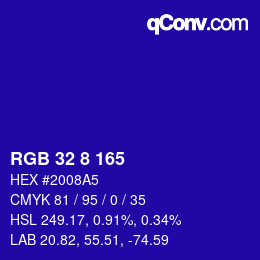 Color code: RGB 32 8 165 | qconv.com