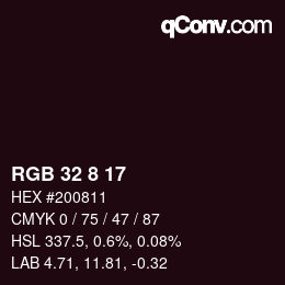 カラーコード: RGB 32 8 17 | qconv.com