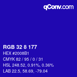 颜色代码: RGB 32 8 177 | qconv.com