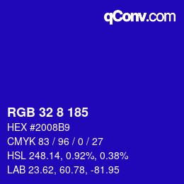 Color code: RGB 32 8 185 | qconv.com