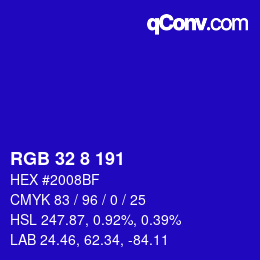Color code: RGB 32 8 191 | qconv.com