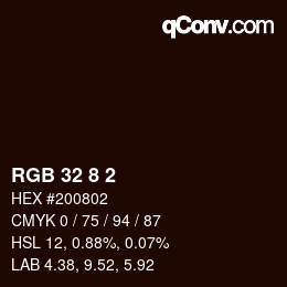Color code: RGB 32 8 2 | qconv.com