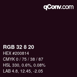 カラーコード: RGB 32 8 20 | qconv.com