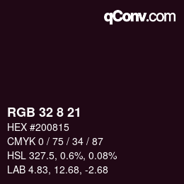 カラーコード: RGB 32 8 21 | qconv.com