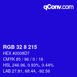 カラーコード: RGB 32 8 215 | qconv.com