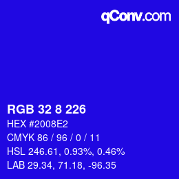 Color code: RGB 32 8 226 | qconv.com