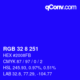 Color code: RGB 32 8 251 | qconv.com