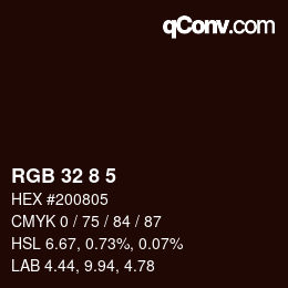 Color code: RGB 32 8 5 | qconv.com