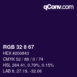 Color code: RGB 32 8 67 | qconv.com