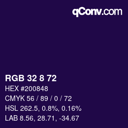 Color code: RGB 32 8 72 | qconv.com