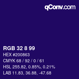 Color code: RGB 32 8 99 | qconv.com