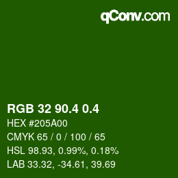 カラーコード: RGB 32 90.4 0.4 | qconv.com