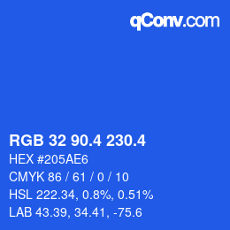 カラーコード: RGB 32 90.4 230.4 | qconv.com