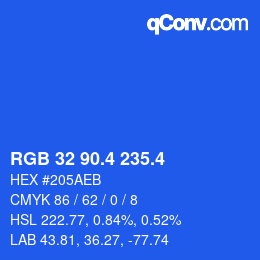 カラーコード: RGB 32 90.4 235.4 | qconv.com