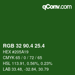 カラーコード: RGB 32 90.4 25.4 | qconv.com