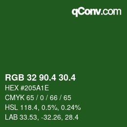 カラーコード: RGB 32 90.4 30.4 | qconv.com