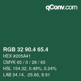 カラーコード: RGB 32 90.4 65.4 | qconv.com