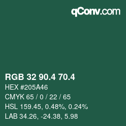 カラーコード: RGB 32 90.4 70.4 | qconv.com