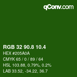 カラーコード: RGB 32 90.8 10.4 | qconv.com