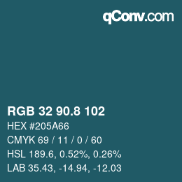 Color code: RGB 32 90.8 102 | qconv.com