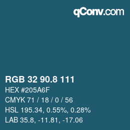 カラーコード: RGB 32 90.8 111 | qconv.com