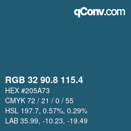 カラーコード: RGB 32 90.8 115.4 | qconv.com