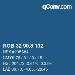 カラーコード: RGB 32 90.8 132 | qconv.com