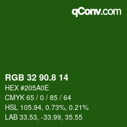 カラーコード: RGB 32 90.8 14 | qconv.com