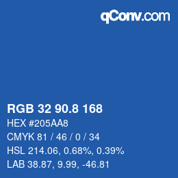 カラーコード: RGB 32 90.8 168 | qconv.com