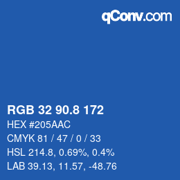 Color code: RGB 32 90.8 172 | qconv.com