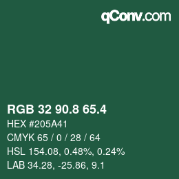 カラーコード: RGB 32 90.8 65.4 | qconv.com