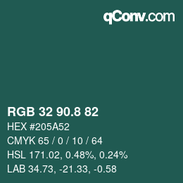 Color code: RGB 32 90.8 82 | qconv.com