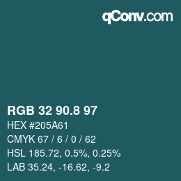 Color code: RGB 32 90.8 97 | qconv.com