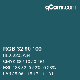 Color code: RGB 32 90 100 | qconv.com
