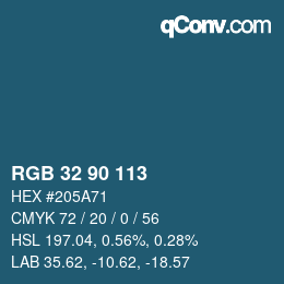 Color code: RGB 32 90 113 | qconv.com