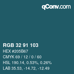 Color code: RGB 32 91 103 | qconv.com