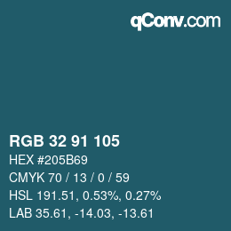 Color code: RGB 32 91 105 | qconv.com