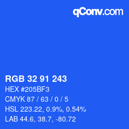 Color code: RGB 32 91 243 | qconv.com