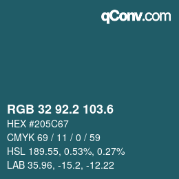 カラーコード: RGB 32 92.2 103.6 | qconv.com