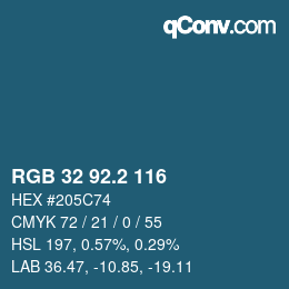 カラーコード: RGB 32 92.2 116 | qconv.com