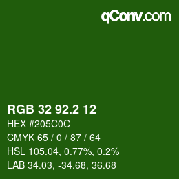 カラーコード: RGB 32 92.2 12 | qconv.com