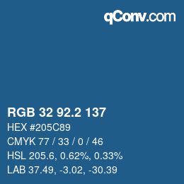 カラーコード: RGB 32 92.2 137 | qconv.com