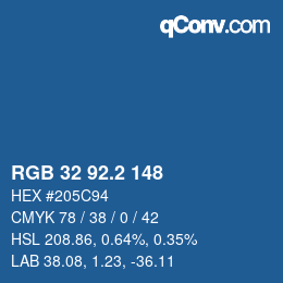 カラーコード: RGB 32 92.2 148 | qconv.com