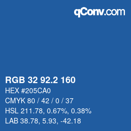 カラーコード: RGB 32 92.2 160 | qconv.com