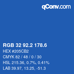 カラーコード: RGB 32 92.2 178.6 | qconv.com
