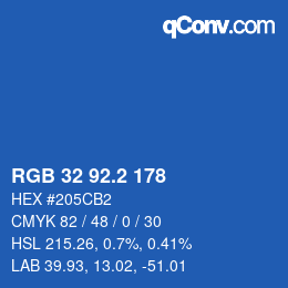 カラーコード: RGB 32 92.2 178 | qconv.com