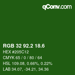 カラーコード: RGB 32 92.2 18.6 | qconv.com