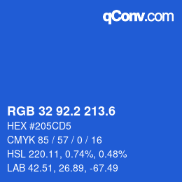 カラーコード: RGB 32 92.2 213.6 | qconv.com