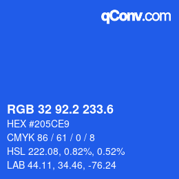 カラーコード: RGB 32 92.2 233.6 | qconv.com